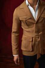 Brown Belted Cotton Safari Jacket - Image 2