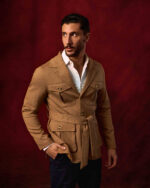 Brown Belted Cotton Safari Jacket - Image 4