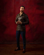 Brown Leather Belted Safari Jacket - Image 3