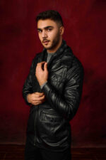 Black Leather belted safari Jacket - Image 5