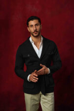 Black Belted Cotton Safari Jacket - Image 2