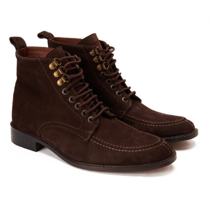 Lace-Up Brown Faux Suede Boots