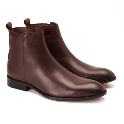 Brown Chelsea Boots With Zips