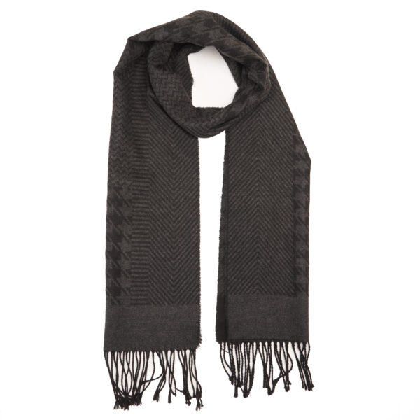 Black Scarf With Grey pattern
