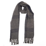 Navy Blue check scarf in Grey - Image 4
