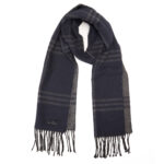 Navy Blue check scarf in Grey