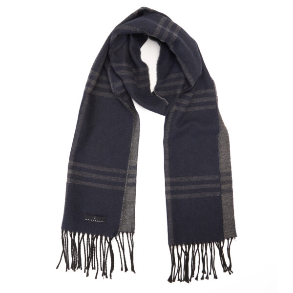 Navy Blue check scarf in Grey