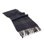 Navy Blue check scarf in Grey - Image 3