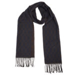 Navy Blue Scarf with Dark Brown Pattern