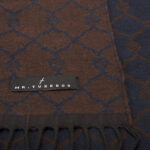 Navy Blue Scarf with Dark Brown Pattern - Image 3