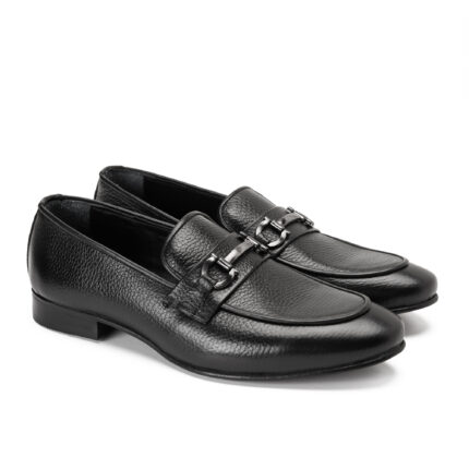 Apron Toe Black Loafers